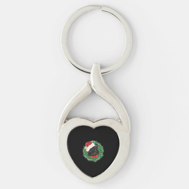 Awesome Pug Christmas Shirt Key Ring (Front)