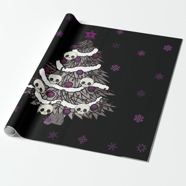 Awesome Purple and Black Goth Wrapping Paper (Unrolled)