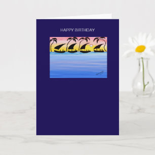 Awesome Purple and Blue Ocean Waves Birthday Card
