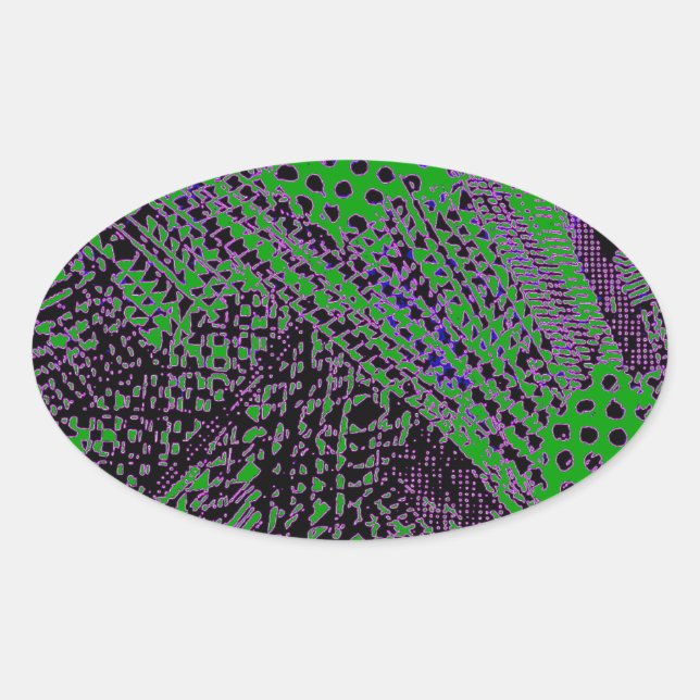 Awesome Purple Green Abstract Architectural Design Oval Sticker (Front)