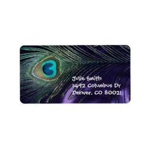 Awesome Purple Peacock Feather Label