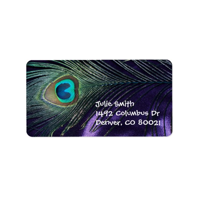 Awesome Purple Peacock Feather Label (Front)
