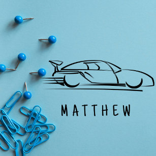 Awesome Racing Car Kid´s Name Small  Rubber Stamp