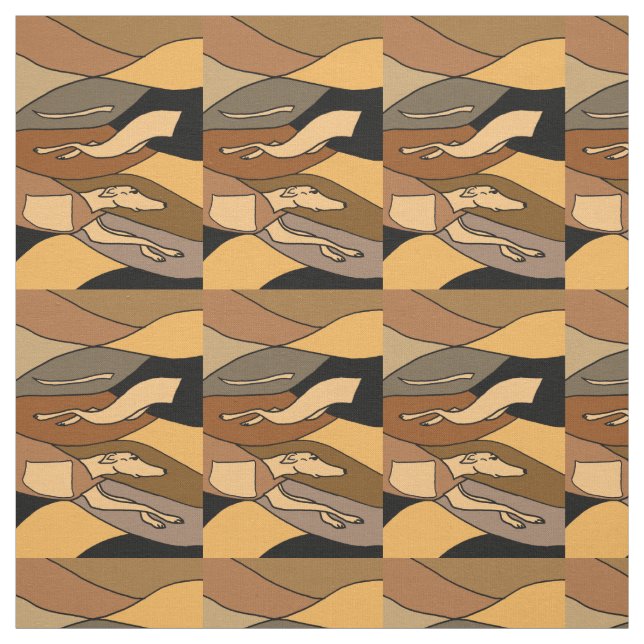 Awesome Racing Greyhound Dog Abstract Art Fabric (Swatch)