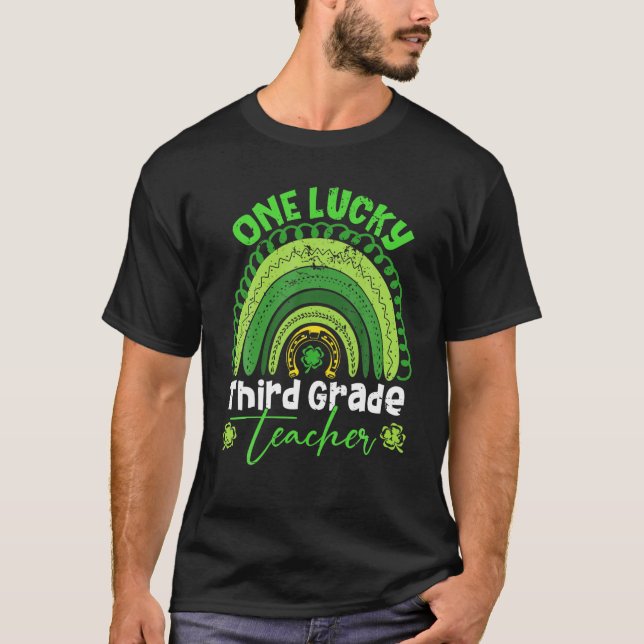Awesome Rainbow St Patrick’S Day Love Third Grade T-Shirt (Front)