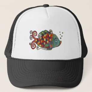 Awesome Rainbow Whimsical Fish Artsy Hippie Cool Trucker Hat