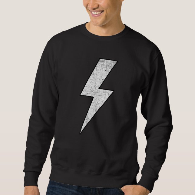 Awesome Retro Front & Back BLACK & WHITE Lightning Sweatshirt (Front)