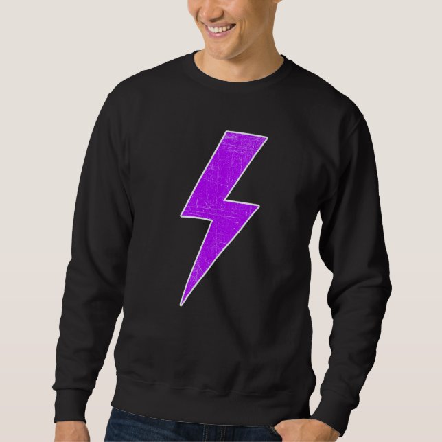 Awesome Retro Front & Back PURPLE & WHITE Lightnin Sweatshirt (Front)