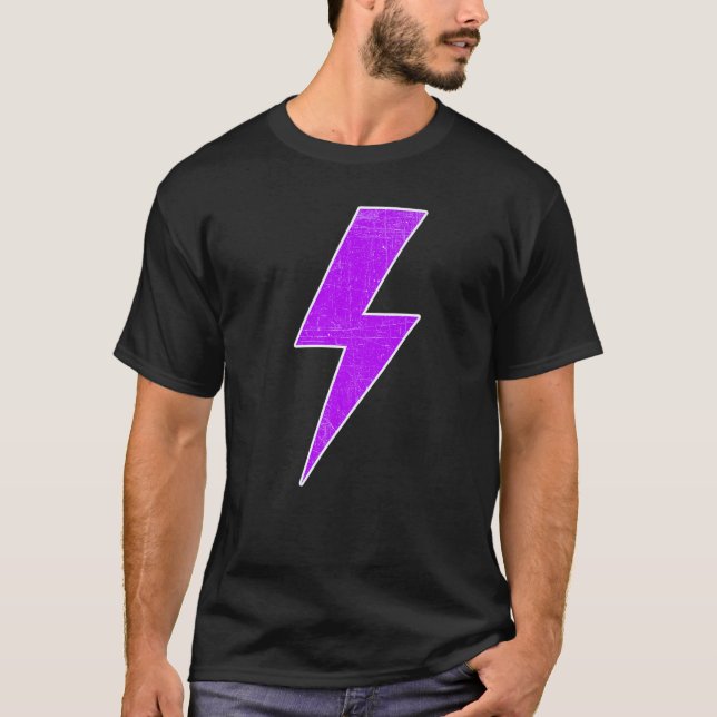 Awesome Retro Front & Back PURPLE & WHITE Lightnin T-Shirt (Front)