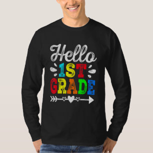 Awesome Retro Hello 1st Grade Teacher Student Squa T-Shirt