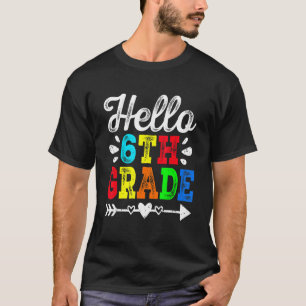 Awesome Retro Hello 6th Grade Teacher Student Squa T-Shirt