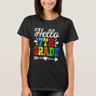 Awesome Retro Hello 7th Grade Teacher Student Squa T-Shirt
