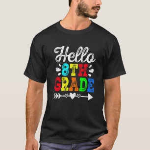 Awesome Retro Hello 8th Grade Teacher Student Squa T-Shirt