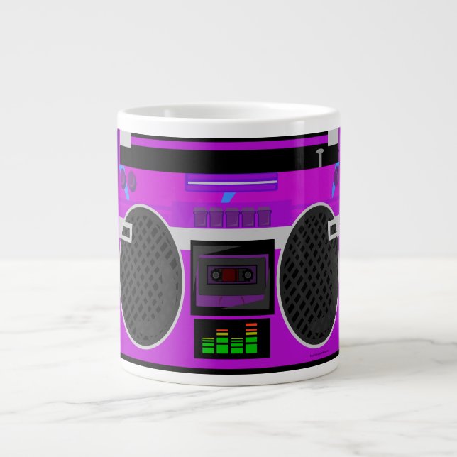 Awesome Retro Purple Boombox Large Coffee Mug (Front)