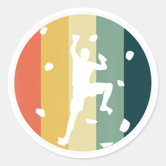 Awesome Retro Wall Climber Rock Mountain Climbing  Classic Round Sticker (Front)