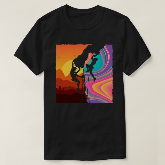 Awesome Retro Wall Climber Rock Mountain Climbing  T-Shirt (Design Front)
