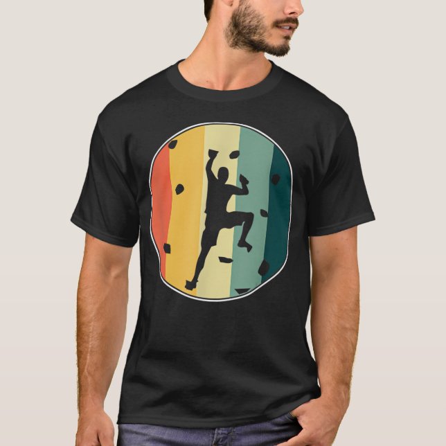 Awesome Retro Wall Climber Rock Mountain Climbing  T-Shirt (Front)