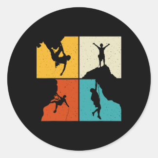 Awesome Rock Climbing Retro Mountain Climber Hiker Classic Round Sticker