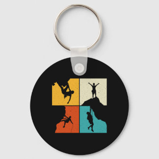 Awesome Rock Climbing Retro Mountain Climber Hiker Key Ring