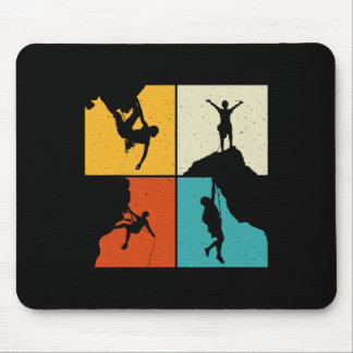 Awesome Rock Climbing Retro Mountain Climber Hiker Mouse Pad