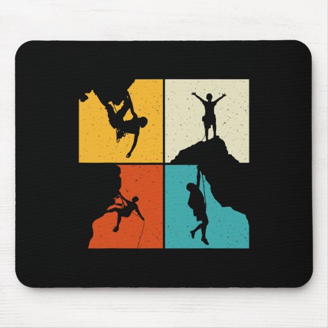 Awesome Rock Climbing Retro Mountain Climber Hiker Mouse Pad (Front)