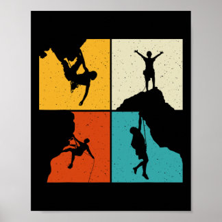 Awesome Rock Climbing Retro Mountain Climber Hiker Poster
