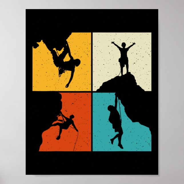 Awesome Rock Climbing Retro Mountain Climber Hiker Poster (Front)