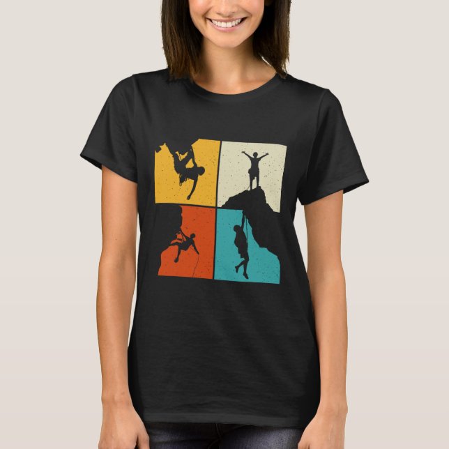 Awesome Rock Climbing Retro Mountain Climber Hiker T-Shirt (Front)