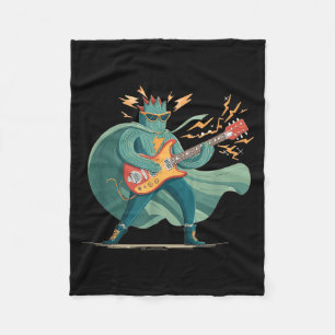 Awesome Rock Hero with Electric Guitar and Cape Fleece Blanket