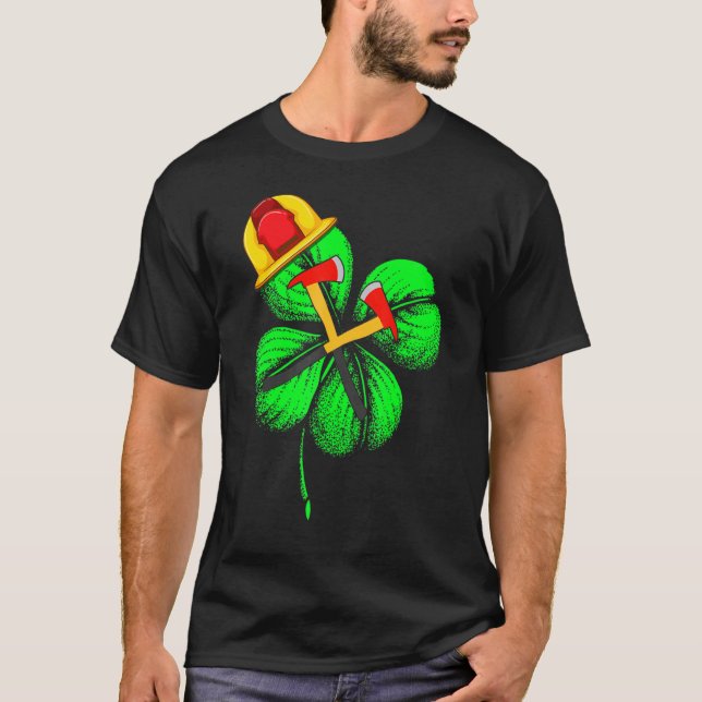 Awesome Saint Patrick S Day Firefighter Shamrock H T-Shirt (Front)