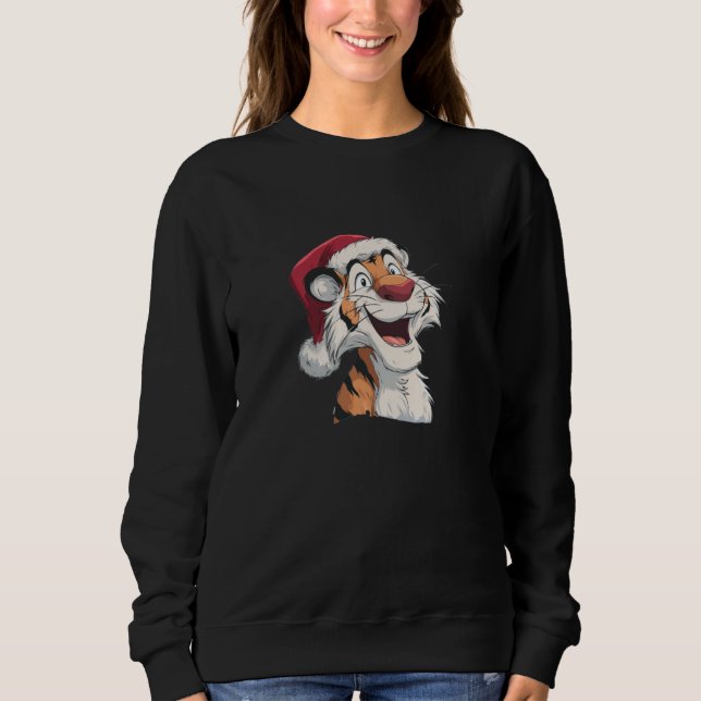 Awesome Santa Claus Tiger Graphic Sweatshirt (Front)