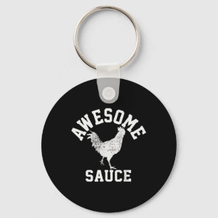 Awesome Sauce Rooster Chicken Key Ring