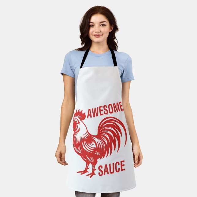 Awesome Sauce Rooster Funny Apron (Worn)