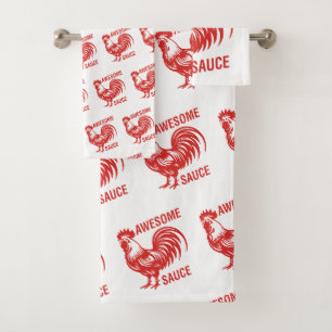 Awesome Sauce Rooster Funny Bath Towel Set