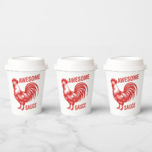 Awesome Sauce Rooster Funny Paper Cups