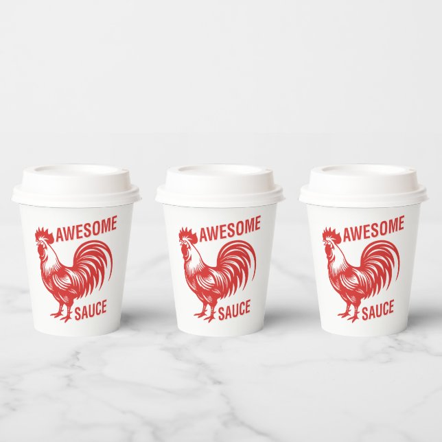 Awesome Sauce Rooster Funny Paper Cups (Multi)