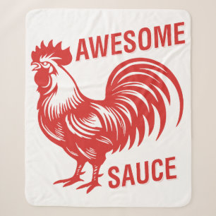 Awesome Sauce Rooster Funny Sherpa Blanket