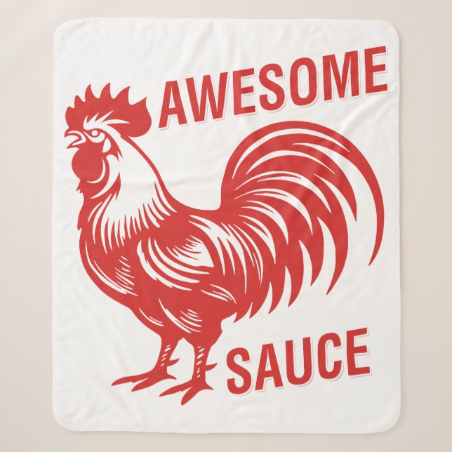 Awesome Sauce Rooster Funny Sherpa Blanket (Front)