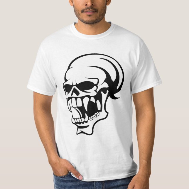 Awesome Scary skull B & W Print - Shirt (Front)