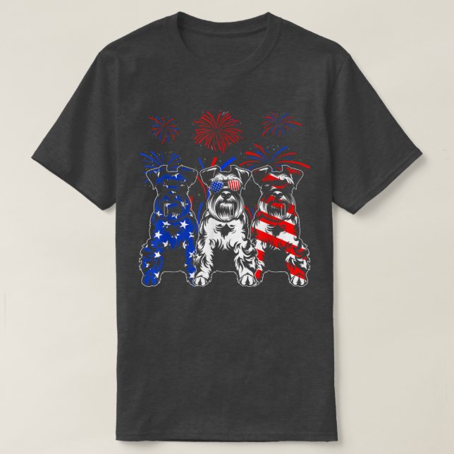 Awesome Schnauzer Dog American Flag 4th Of July  T-Shirt (Design Front)