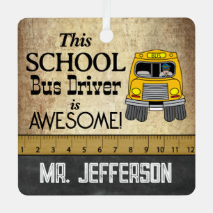 Awesome School Bus Driver    Vintage   Metal Tree Decoration