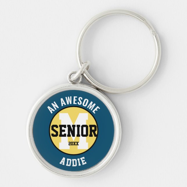 Awesome Senior Key Chain Blue/Yellow (Front)