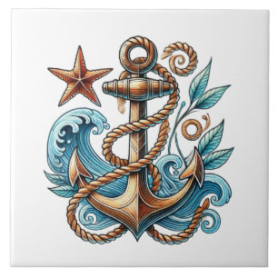 Awesome ships anchor beach lovers ceramic tile