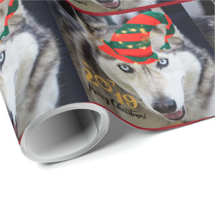 Awesome Siberian Husky Santa dog Christmas wrappin Wrapping Paper
