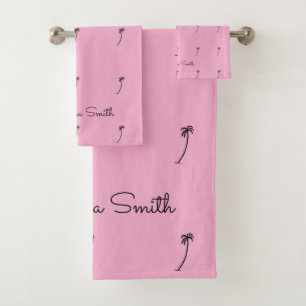 Awesome Silhouette Coastal Coconut Tree Pattern Bath Towel Set
