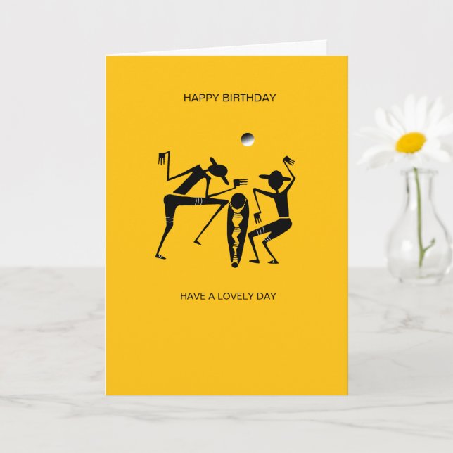 Awesome Silhouette Dancers Orange Birthday Card (Small Plant)
