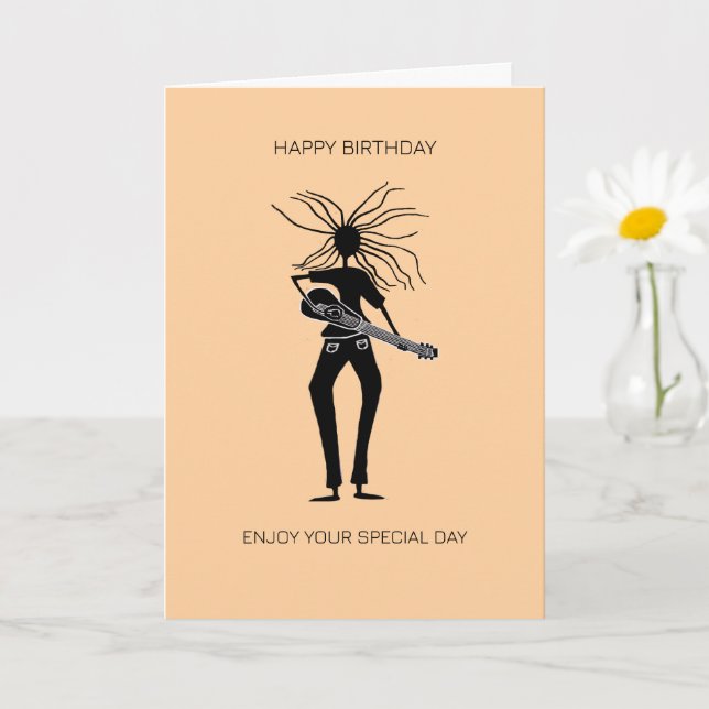 Awesome Silhouette Guitarist  Birthday Card (Small Plant)