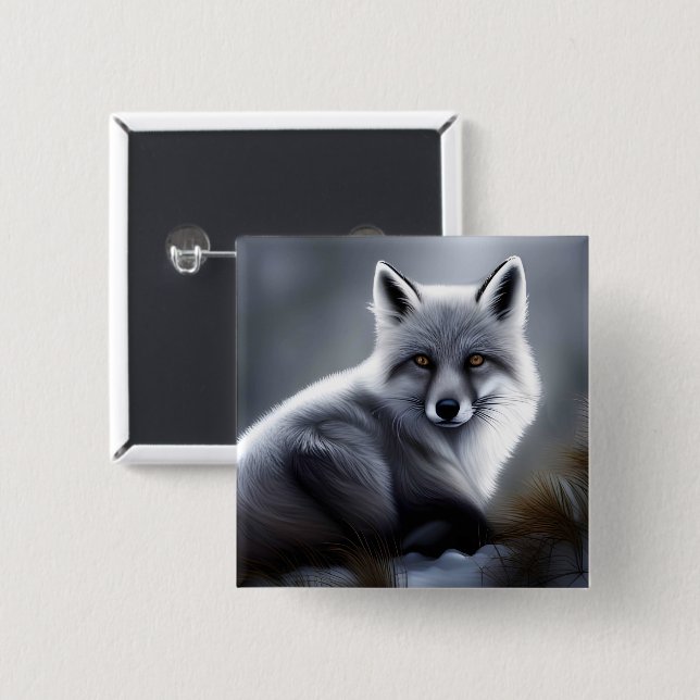 Awesome Silver Fox  15 Cm Square Badge (Front & Back)