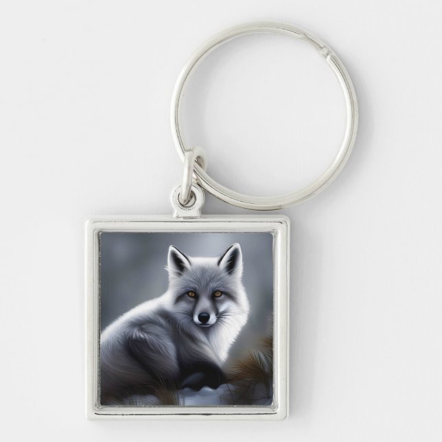 Awesome Silver Fox  Key Ring (Front)