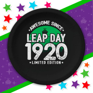 Awesome Since 1920 Leap Year Day Feb 29 Birthday Paper Plate